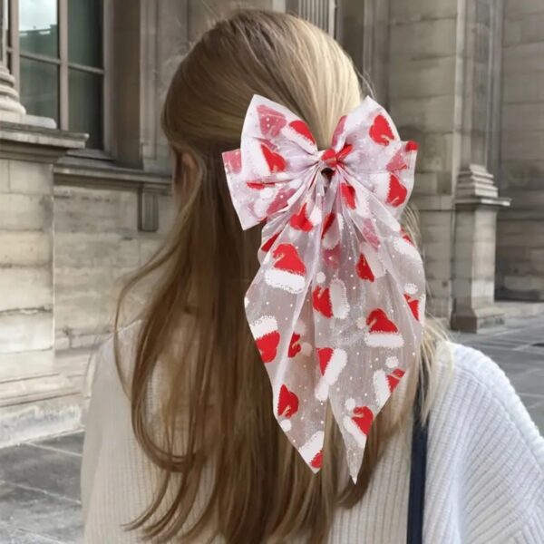 Wholesale Cross-border best-selling Christmas hair accessories, Santa hats, mesh bows, spring clips, snowman hair clips, holiday gift headwear.