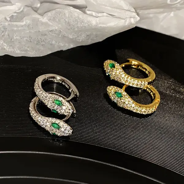 Wholesale Fashion Snake Copper Plating Zircon Earrings 1 Pair
