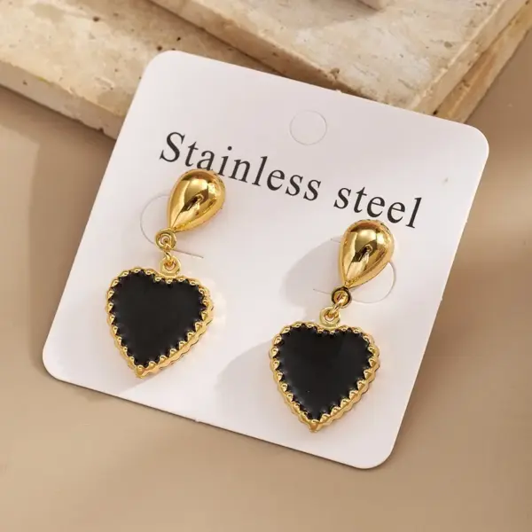 Electroplating Golden Plated Red Heart 304 Stainless Steel Casual Modern Style Simple Style Polishing Earrings