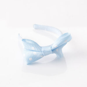 Big bow blue polka dot headband