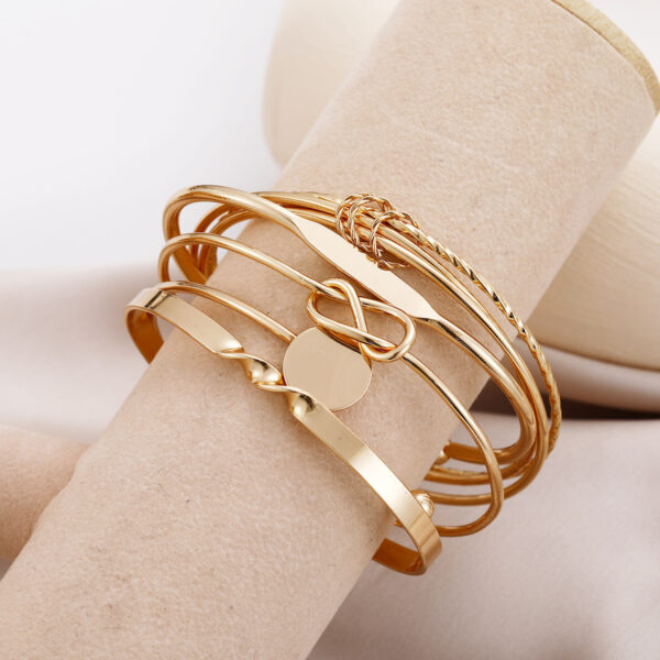 Wholesale Cross-border new jewelry full hosting European and American fashion creative geometric smooth opening knot bracelet 5 pieces