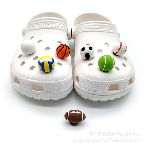 Wholesale Cross-Border 3D Football Hole Shoe Flower Spot Pvc Basketball Tennis Rugby Decoration Cartoon Stereo Shoe Buckle