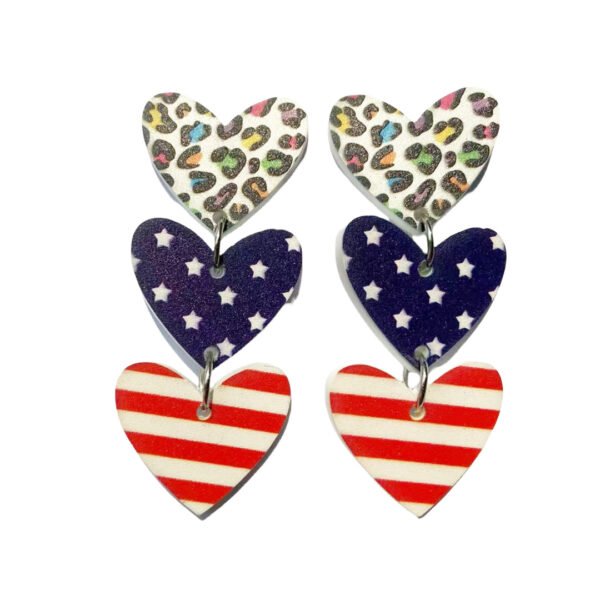 Wholesale Cross-border European and American Independence Day Acrylic Earrings US Flag Love Five-pointed Star Striped Leopard Print Earrings