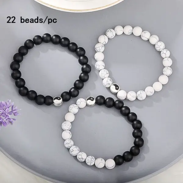 Wholesale Simple Style Round Alloy Natural Stone Beaded Bracelets 1 Piece
