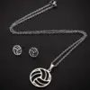 Wholesale PVD Coated 18K Gold Real Gold Plated Volleyball 201 Stainless Steel Fashion Korean Style Waterproof Non Tarnish Pendant Necklace Ear Studs