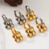 Wholesale 1 Pair IG Style Basic French Style Solid Color Flower Plating 304 Stainless Steel 18K Gold Plated Drop Earrings