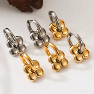 Wholesale 1 Pair IG Style Basic French Style Solid Color Flower Plating 304 Stainless Steel 18K Gold Plated Drop Earrings