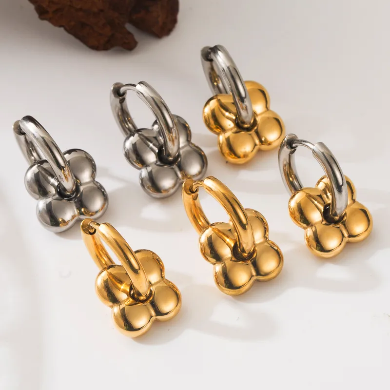 Wholesale 1 Pair IG Style Basic French Style Solid Color Flower Plating 304 Stainless Steel 18K Gold Plated Drop Earrings