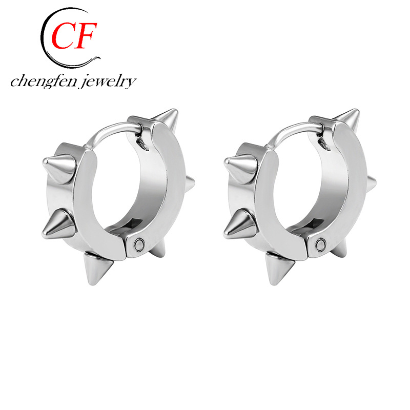 Wholesale Titanium steel punk Willow nail earrings men's street personality earrings factory direct fashion earrings European and American fashion jew