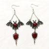 Wholesale Wish Cross-border New Hot Dark Gothic Exaggerated Red Vampire Bat Bloody Magic Mirror Pendant Earrings
