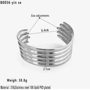 Silver Striped Bracelet / Average Size