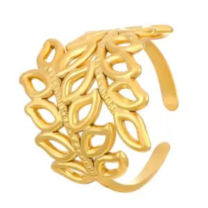 32 18k real gold double layer leaves X712