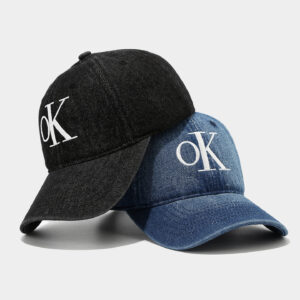 Wholesale New Classic Ok Denim Letter Hat Embroidered Men's and Women's Four-Season Sunshade Adjustable Curved Brim Baseball Cap Trendy