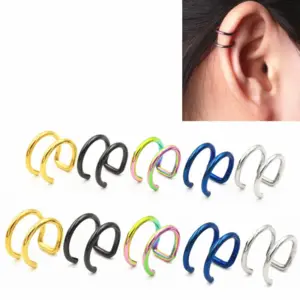Wholesale 1 Piece Basic Simple Style Solid Color Plating 304 Stainless Steel Ear Cuffs