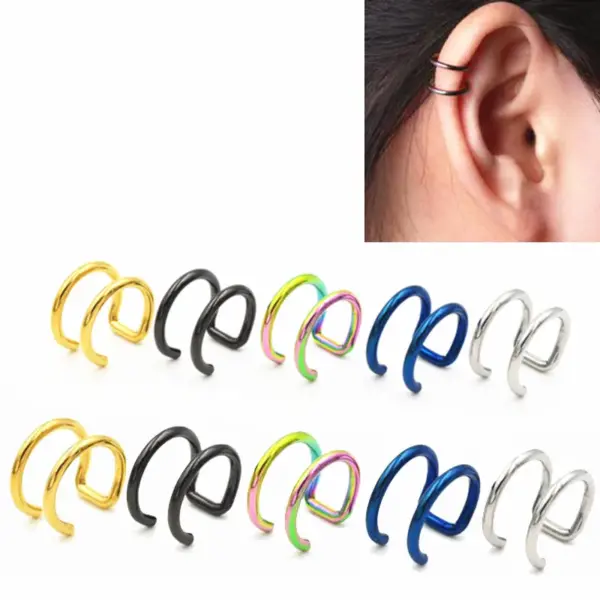 Wholesale 1 Piece Basic Simple Style Solid Color Plating 304 Stainless Steel Ear Cuffs