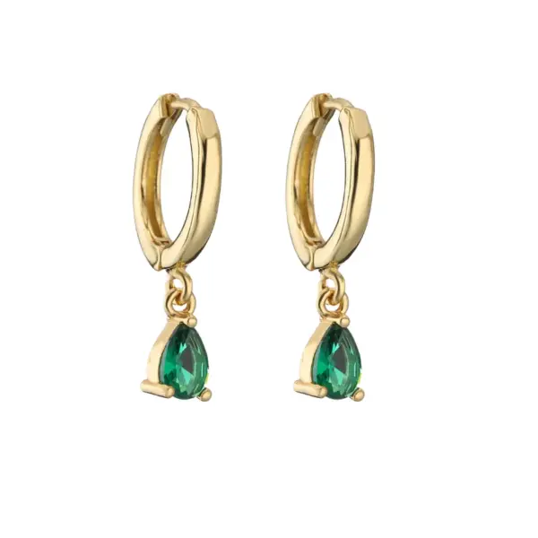 Wholesale Fashion Water Droplets Copper Artificial Gemstones Copper Earrings