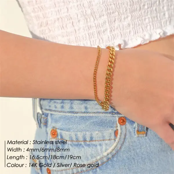 oly-54ffba7a6e00a6359010070433ea04bf Wholesale PVD Coated 14K Gold Real Gold Plated U Shape Stainless Steel Fashion Waterproof Non Tarnish 304 Stainless Steel Bracelets
