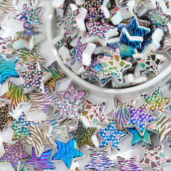 Wholesale 10pcs Leopard Five-pointed Star Mixed Pierced Beads