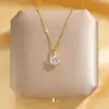 Wholesale Jewelry Glam Luxurious Solid Color 304 Stainless Steel Copper Diamond 18K Gold Plated Plating Inlay Pendant Necklace