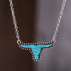 Wholesale Retro punk style turquoise bull head necklace