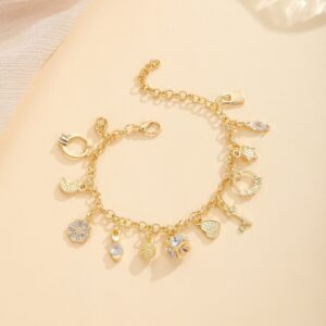 Wholesale Cross-border European and American jewelry 925 silver temperament fashion 13 hanging bracelet ladies multi-element fashion simple jewelry