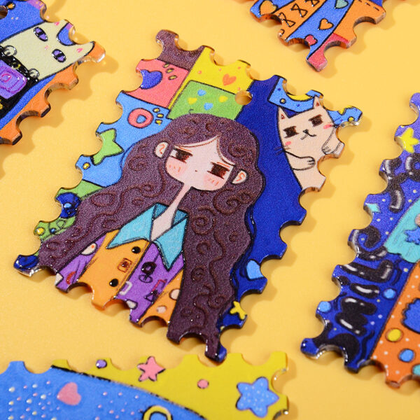 Wholesale 10pcs/pack Acrylic Printed Keychain Pendant DIY Jewelry