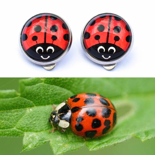 Wholesale Europe and the United States cross-border hot ladybug wave point girl stainless steel ear clip personality creative earrings earrings without earholes