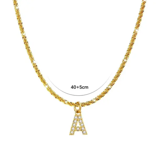 304 Stainless Steel Letter PVD Coated Zircon 18K Real Gold Plated Simple Style Inlay Pendant Necklace