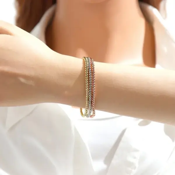 Wholesale Copper Round Hip-Hop Simple Style Gold Bead Necklace Gold Bracelets