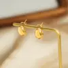 304 Stainless Steel Solid Color PVD Coated 18K Gold Plated Real Gold Plated 18K Gold Simple Style Waterproof Non Tarnish Plating Gold Sier Ear Studs