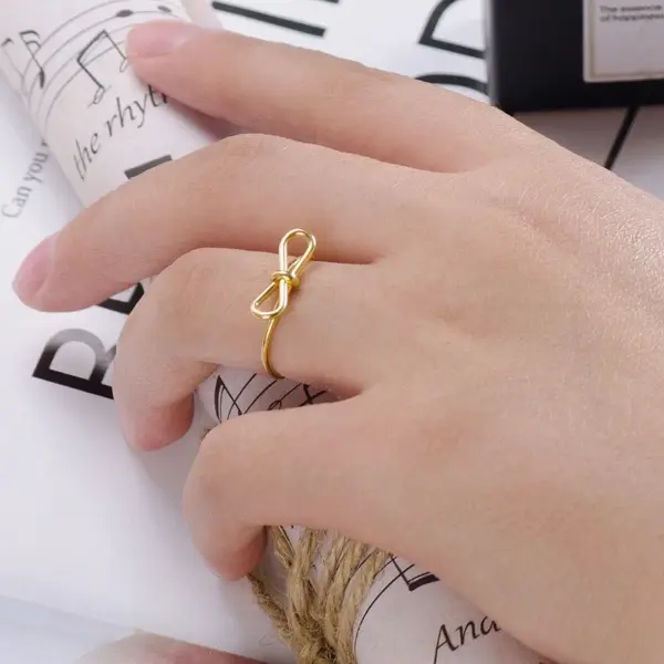 Wholesale PVD Coated Real Gold Plated 18K Gold Bow Knot 304 Stainless Steel Simple Style Waterproof Non Tarnish
