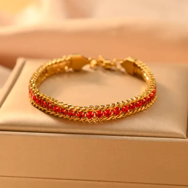 Wholesale Simple Style Classic Style Color Block 304 Stainless Steel 18K Gold Plated Zircon Bracelets In Bulk