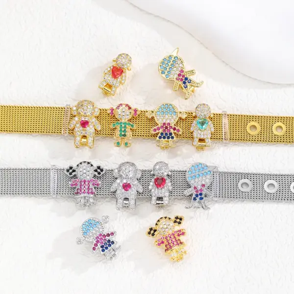 Wholesale TK Explosive Stainless Steel Strap Bracelet DIY Accessories Happy Boys Girls Exquisite Zircon Bracelet Accessories