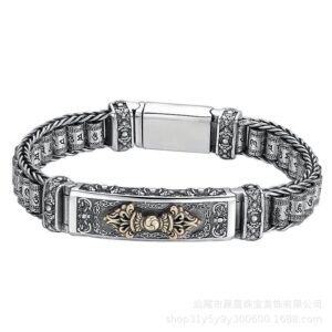 Diamond pestle rotating bracelet 22cm ( 80kg-110kg ) with / Vintage thai silver