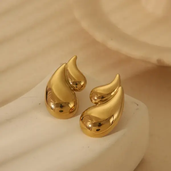 Wholesale 1 Pair Vintage Style Classic Style Water Droplets Mixed Metal Plating 304 Stainless Steel 18K Gold Plated Ear Studs