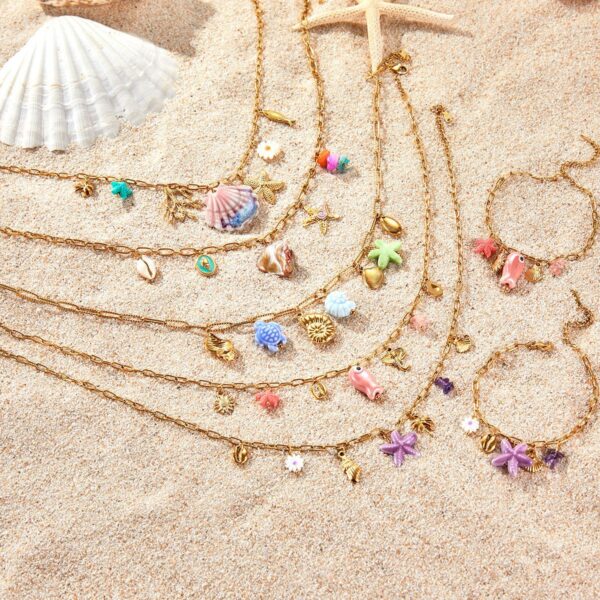 Wholesale Cross-border Hot Sale Ocean Beach Holiday Style Ceramic Pendant Bracelet Necklace Shell Starfish Summer Clavicle Chain Jewelry