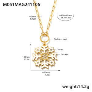 M051 - Gold and White Droplet Oil-Patterned Sweater Chain