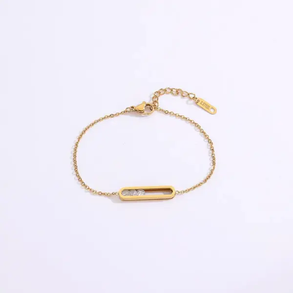 Elegant Glam Luxurious Square 201 Stainless Steel 18K Gold Plated Zircon Bracelets In Bulk