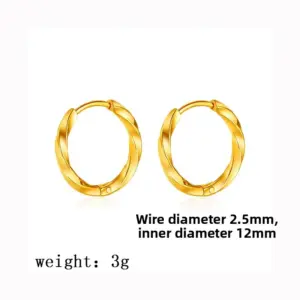 【XKE0043】Square Twist Pattern Earrings / Gold