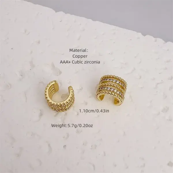 1 Pair Simple Style Classic Style Geometric Inlay Copper Zircon 18K Gold Plated Ear Cus
