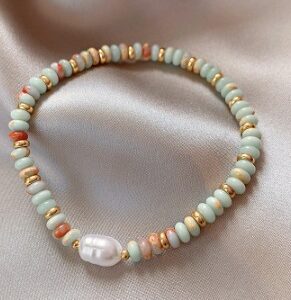 Imitation shoushan stone pearl beaded bracelet