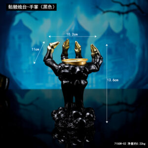 7150r-02 skull candlestick--palm-black / As shown in the figure