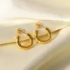 Wholesale Fashion Geometric Plating 304 Stainless Steel No Inlaid PVD Coated Earrings