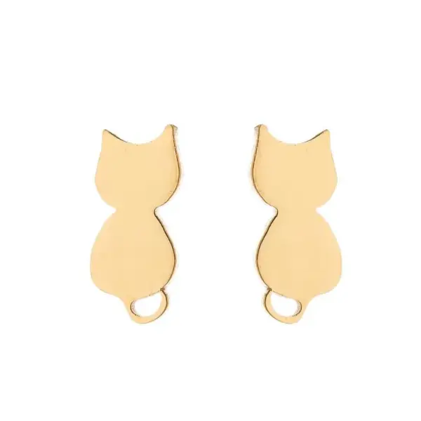 Wholesale PVD Coated 18K Gold Real Gold Plated Cat 304 Stainless Steel Fashion Waterproof Non Tarnish Ear Studs