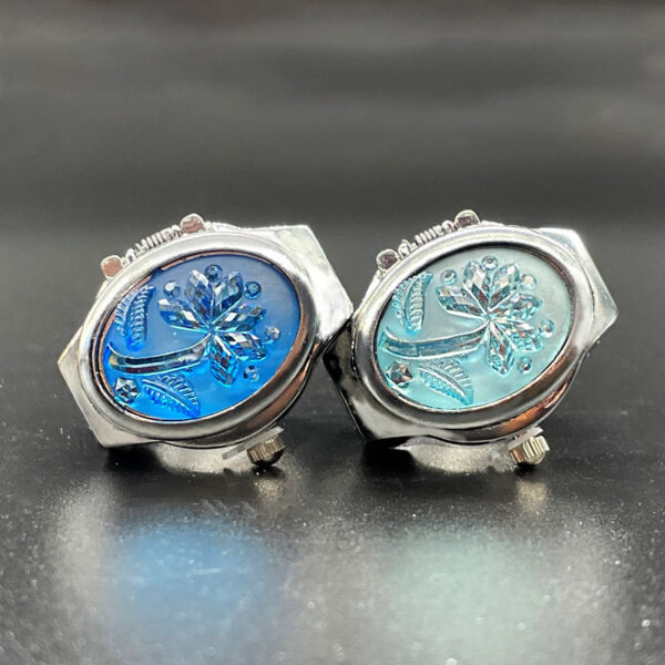 Wholesale [Ring watch] flip Gem Flower temperament personality ladies student creative ring Watch cross-border foreign trade direct batch