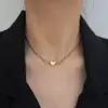Wholesale PVD Coated Real Gold Plated 18K Gold Heart 304 Stainless Steel Titanium Steel Waterproof Non Tarnish Necklace