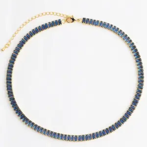 18K Gold 2.5 * 5mm Horizontal Royal Blue / 18K