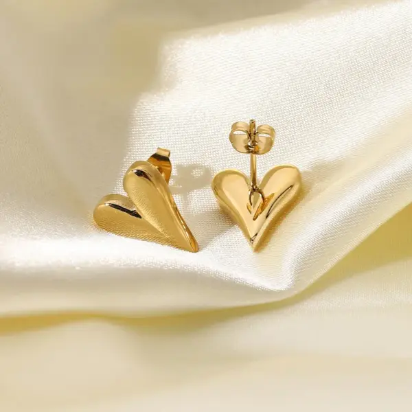 PVD Coated Real Gold Plated Heart Stainless Steel Waterproof Non Tarnish Earrings