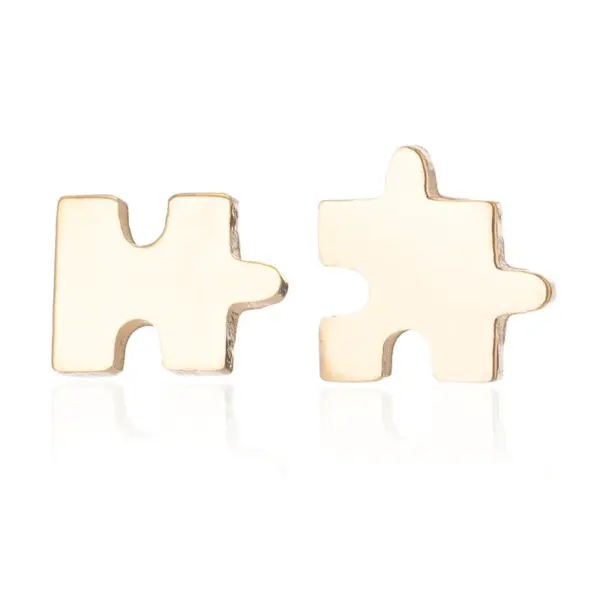 Wholesale PVD Coated 18K Gold Real Gold Plated Jigsaw 304 Stainless Steel Fashion Korean Style Waterproof Non Tarnish Ear Studs