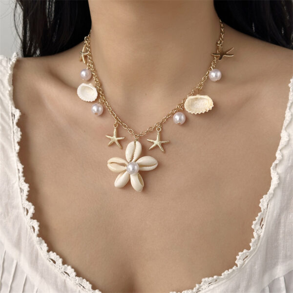 oly-5568ee32fdbe8660559848b8ff3fc776 Wholesale European and American Fashion All-match Summer Hand-woven Shell Flower Necklace Popular Ladies Necklace Beach Casual Accessories